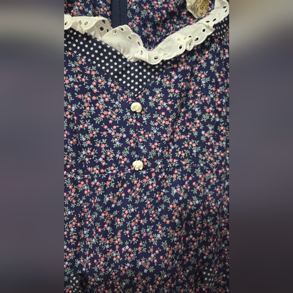 Gunne Sax Floral Navy Blue Dress - Picture 5 of 11